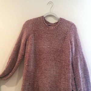 Pink velvet chenille sweater
